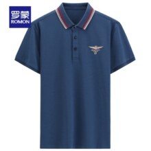 罗蒙（ROMON）华夫格高弹无痕冰丝短袖t恤男夏季新款男士商务休闲翻领上衣 中灰 180