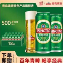 青岛啤酒 经典10度 百年青啤500mL*18罐*2件 赠红金9度330mL*9罐