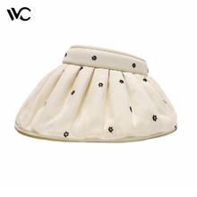 VVC 防晒帽女防紫外线遮阳帽花蔓贝壳帽女防晒百搭太阳帽大檐空顶帽子 浅卡其