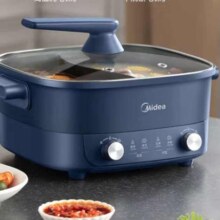 美的（Midea）电火锅 电煮锅电炒锅火锅专用锅 鸳鸯锅 多功能一锅多用 速沸式家用电热锅 分区控温 6L多用途锅 【分区控温】大容量 6L