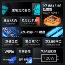 机械师（MACHENIKE）GTX AMD高性能办公游戏小主机电脑台式商用迷你主机（R7-8845HS 32G D5 1T ）