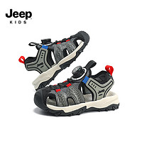 Jeep 吉普 儿童2024夏季防滑凉鞋 黑/红