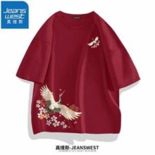 Jeanswest 真维斯 男士潮流印花宽松圆领T恤