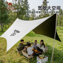 骆驼（CAMEL）x在外 六角黑胶天幕防晒帐篷公园露营野营便携式全套遮阳装备 【六角黑胶天幕】8-10人 珠光白