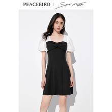 PEACEBIRD 太平鸟 女装2023年夏季新款拼色收腰连衣裙A1FAD2C14