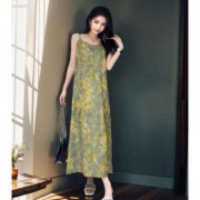 SO BEAUTY 素帛 夏季薄款复古法式茶歇碎花吊带连衣裙