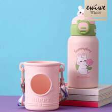 EWIWE蒙奇不锈钢保温杯子弹盖带杯套/约 450ml