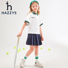 HAZZYS 哈吉斯 女童运动风短袖polo衫