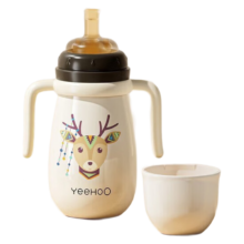 英氏（YEEHOO）婴儿保温奶瓶儿童保温杯婴儿学饮杯300ml 9-12月 配三头