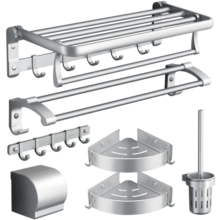 卡贝（cobbe）毛巾架免打孔卫生间置物架浴室太空铝浴巾架杆洗手间卫浴挂件套装