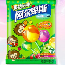 阿尔卑斯休闲糖果零食 儿童棒棒糖 果然好维C加果汁120g 20支/袋
