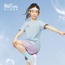361° 361童装女童t恤套装大童速干短袖棉短裤儿童透气运动两件套夏装薄