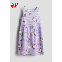 H&M 童装女童裙子棉质连衣裙1157735 浅紫色/独角兽 140/68