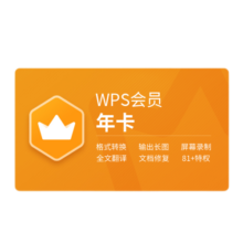 wps会员套餐 1年卡 81+会员特权 PDF转word 批量输出长图 图片压缩 修改图片尺寸  pdf转excel 100G云空间客服消息自动发兑换码 兑换秒到 限购1件  无模板资源 WPS会员年