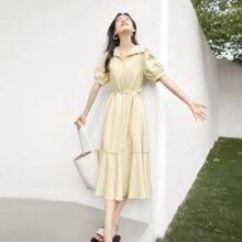 DUIBAI 对白 女式V领中长连衣裙 DDQ108N