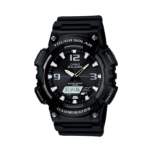 卡西欧（CASIO）手表男学生初中手表防水运动休闲石英太阳能日韩石英表 AQ-S810W-1A黑色