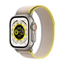 Apple/苹果 Watch Ultra 智能手表GPS+蜂窝款 49毫米钛金属表壳黄配米色野径回环式表带S/M MNHR3CH/A