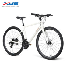 喜德盛（xds）极速380平把公路自行车禧玛诺24速学生油碟刹公路车 米白/卡其 24速 700C*500mm