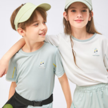 Hush Puppies  暇步士 2024夏季男女大童速干防晒凉感短袖