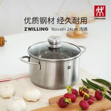 百亿补贴：ZWILLING 双立人 不锈钢汤锅双耳家用燃气电磁炉小锅20cm加厚煮粥锅具厨房用