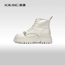 奥康 厚底机车靴马丁靴