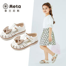 TARANIS 泰兰尼斯 meta女童凉鞋2024夏季新款女宝宝公主鞋儿童波点包头鞋子