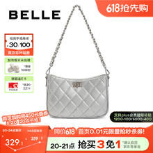 BeLLE 百丽 包包女2024时尚休闲小香风单肩水桶包D1761CX4 银色 F