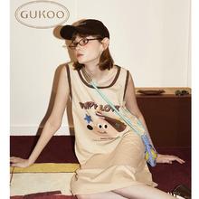 GUKOO 果壳 女士无袖防走光纯棉背心裙