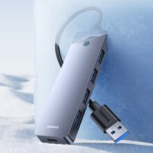 PLUS会员、概率劵：BASEUS 倍思 USB3.0扩展坞分线器 疾速USB3.0*4 旗舰带供电款
