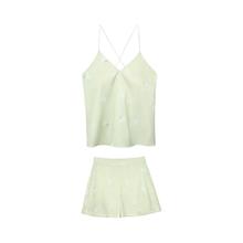 Ubras 栀子花睡衣女带杯垫吊带短裤流光家居服套装