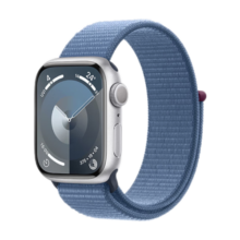 Apple/苹果 Watch Series 9 智能手表GPS款41毫米银色铝金属表壳 凛蓝色回环式运动表带 MR923CH/A