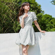 20点：Semir 森马 改良旗袍 盘扣泡泡袖连衣裙