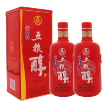 Plus.会员：五粮液 五粮醇红淡雅铁盒 浓香型白酒 50度 500mL*2瓶