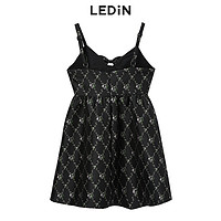 LEDIN 乐町 蝴蝶结吊带连衣裙秋季新款女小黑裙C2FAC4101