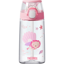 膳魔师（THERMOS）水杯夏季儿童水杯膳魔师吸管杯塑料水杯女学生550ml粉
