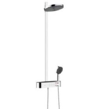 PLUS会员：Hansgrohe 汉斯格雅 淋浴花洒沛适飞顶喷260 2速淋浴管恒温花洒带置物台