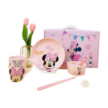 清仓！WAFROG STUDIODISNEY樱花米妮卡通餐具陶瓷餐具5件套 5头