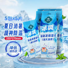 Runhe 润荷 凉感湿巾清凉降温提神湿纸巾户外军训防暑便携独立装 255*270mm 凉感降温湿巾25