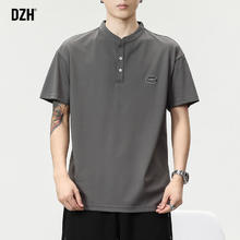 DZH 男士亨利领t恤潮牌半袖体恤成熟稳重男装夏款衣服男短袖夏季男款