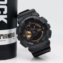 卡西欧（CASIO）G-SHOCK大表盘防水防震双显多功能运动手表男情人节礼物 黑玫瑰金GA-110RG-1A