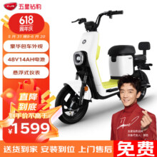 京东百亿补贴:五星钻豹电动车48V14AH电动自行车成人男女电瓶车B5增程版 珠光白