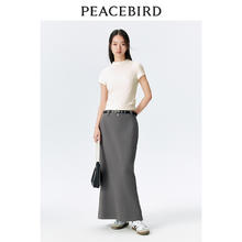 PEACEBIRD 太平鸟 平鸟半高领修身T恤女短袖2024春新款收腰法式气质短款上衣显瘦