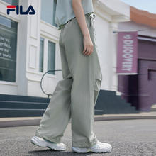 FILA 斐乐 幂同款FILA斐乐官方女士梭织长裤2024夏季新款宽松休闲伞兵裤子