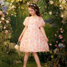 笛牧 儿童立体花朵泡泡袖公主连衣裙 任选2件