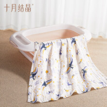 【合39.5元/件】：十月结晶 婴儿浴巾纯棉纱布儿童宝宝浴巾 小鲸鱼 110*110cm*2件