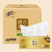 清风 原木金装抽纸 3层 100抽30包 *3件