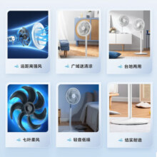 美的（Midea）电风扇 家用落地扇节能七叶设计台式立式两用宿舍卧室摇头安静小型循环通风大风量电扇 【七叶大风量 台立两用 落地扇】SAF30AC