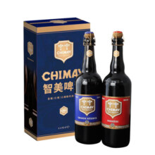 智美（Chimay）蓝帽/红帽 修道士精酿啤酒 750ml*2瓶礼盒装 比利时进口 露营出游