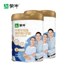 PLUS会员，需首购:蒙牛（MENGNIU） 中老年低脂高钙高纤奶粉800g*2罐（送麦片+礼盒）*2件+凑单