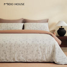 MIDO HOUSE 铭都家居 铭都双层色织提花水洗棉床单被套床品套件 芳香郁 1.5/1.8m床单款四件套